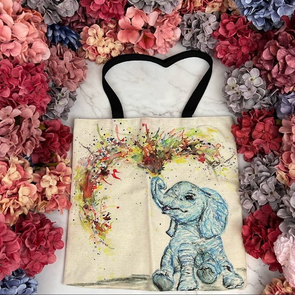 Eco-Friendly Playful Baby Elephant Folding Tote Bag - Picture 2 of 14